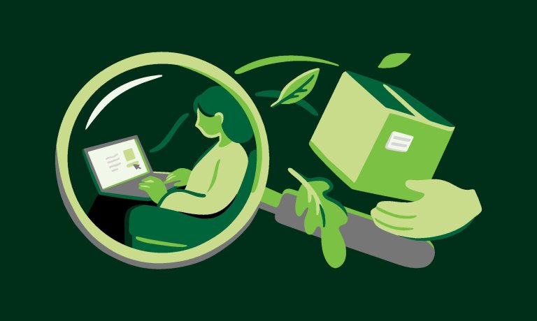 Illustration av förstoringsglas på kund på PC.