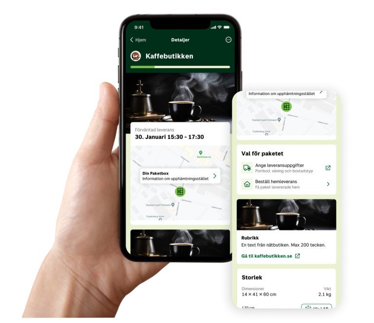 Mobiltelefon som visar bilder från en app