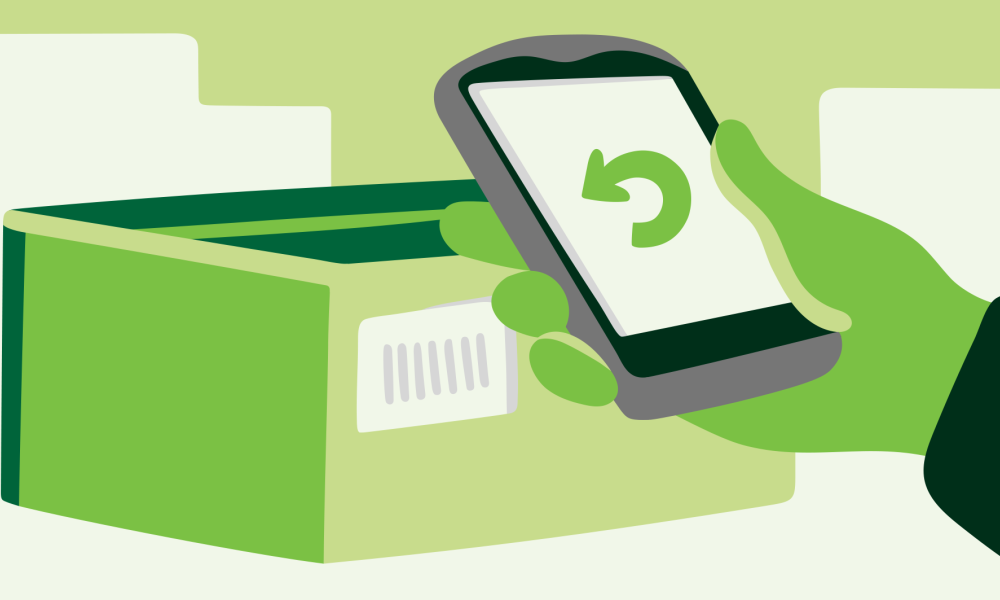Illustration över ett returnerat paket